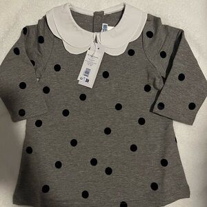 Baby Jacadi Gray Polka Dot Shirt with White Collar- size 18M- new with tags